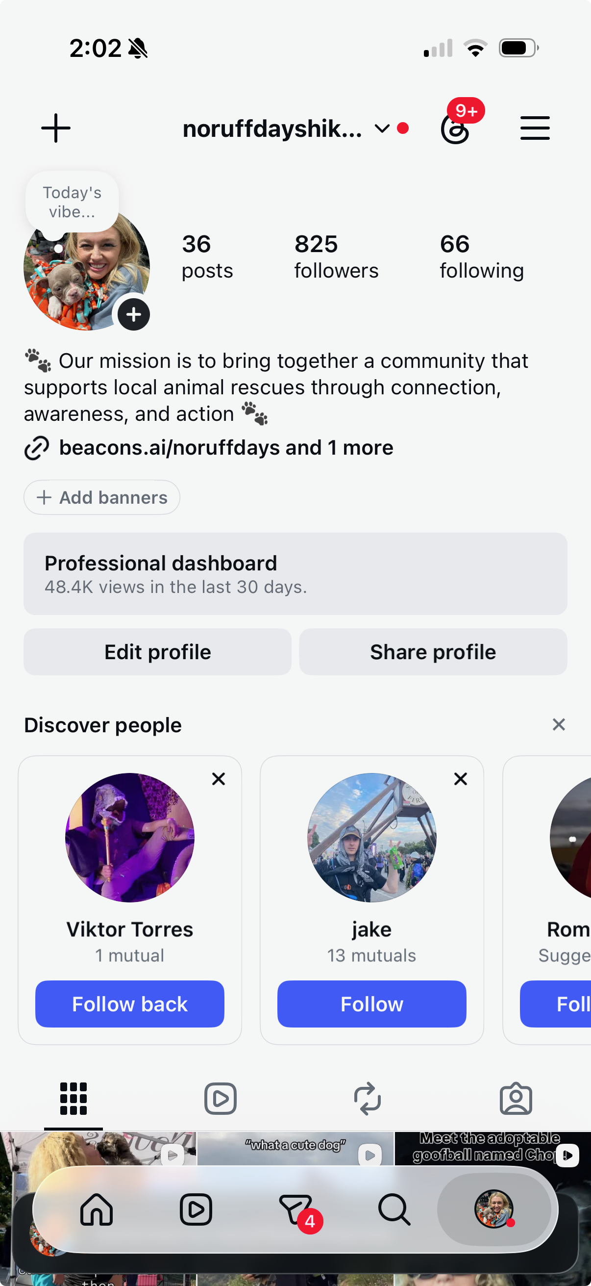 Instagram profile screenshot for noruffdayshikeclub